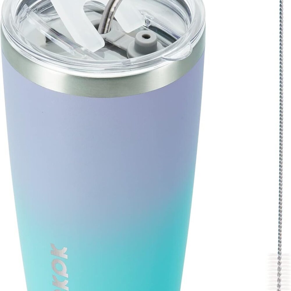Insulated Stainless Steel Tumbler, Coffee Cup with Lid and Straw, Double Wall Va